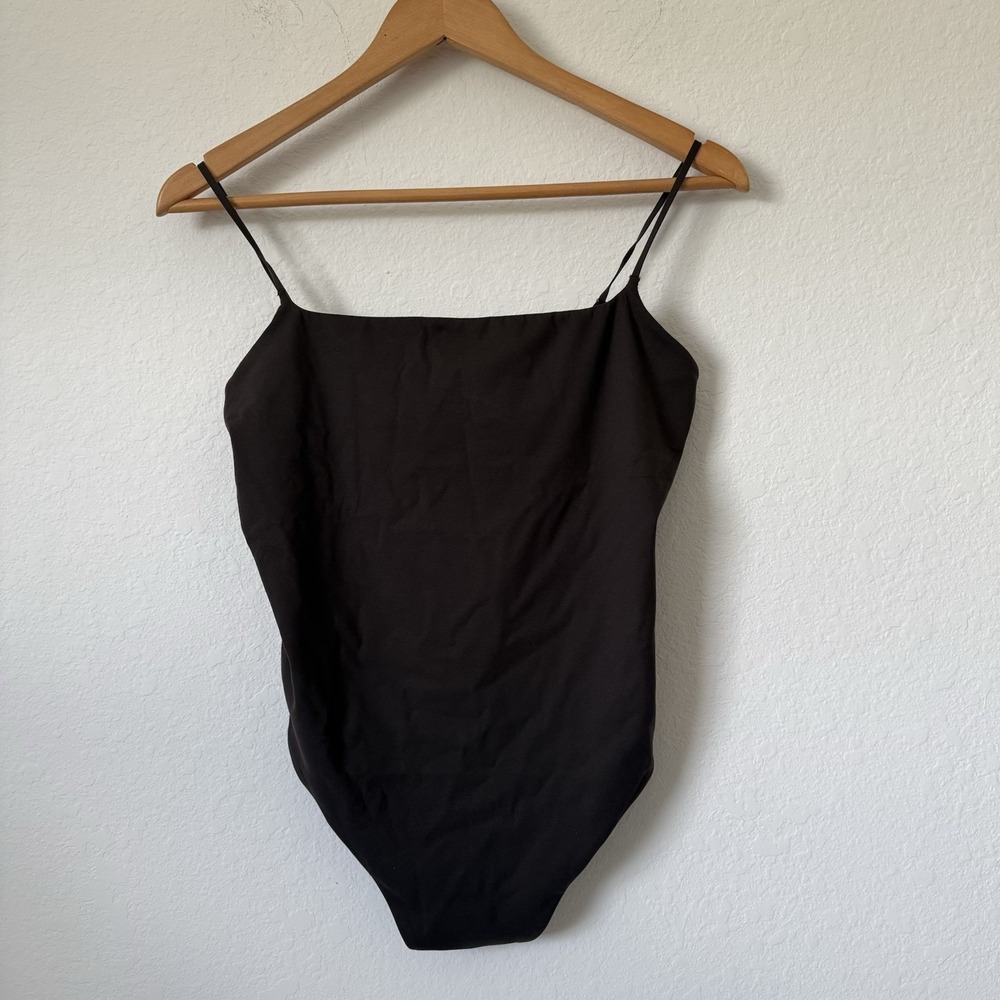 Athleta Bodymove Cami Bodysuit Brown Truffle -‎ Size M Thong Spaghetti Straps